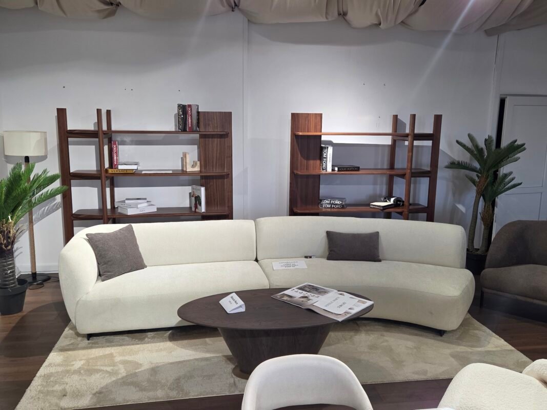 Canapea modulara curbata COCO 350 cm stil minimalist scandinav crema Stildeco