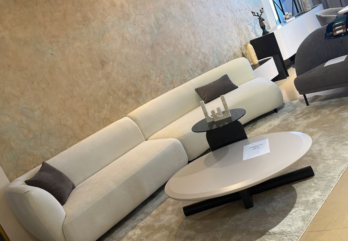 Canapea modulara curbata COCO 350 cm stil minimalist skandinav crema Stildeco