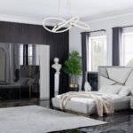 Set dormitor de lux VERSUS MDF lacuit cu accente titanium si sifonier sticla fumurie StilDeco Mobila